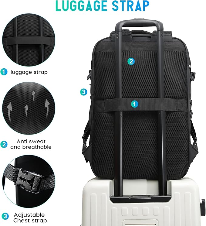 BANGE Travel Backpack with Vacuum Pocket and TSA lock version can hold 15.6 inch Laptop suitable Overnight Flight Approved Anti-theft Bag
