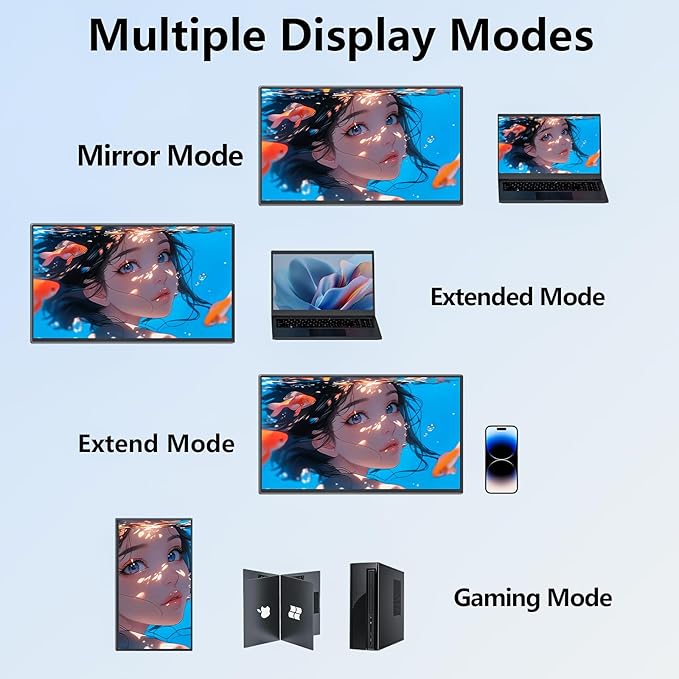 4K Large Portable Monitor 24” UHD 3840 * 2160 120% sRGB IPS Dual Speaker USB-C HDMI Extend Second Screen Display VESA Kickstand for Mac External PC Laptop Phone PS4/PS5