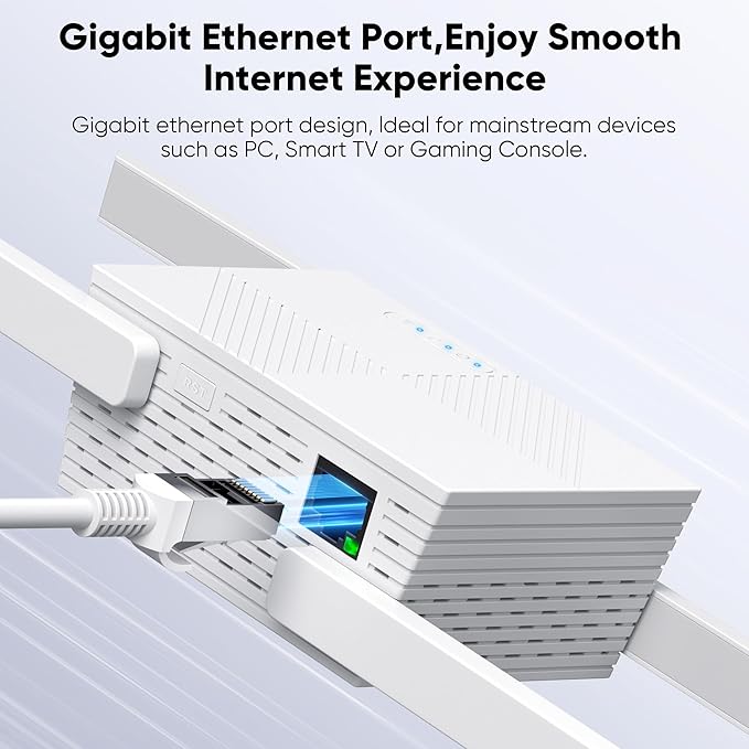 2025 WiFi Repeater,WiFi Extender Signal Booster for Whole Home & Backyard with Ethernet Port, Wireless Repeater Amplifier Long Range Covers up to 10,000 sq.ft, 4X Faster Repeater Work with Any Router