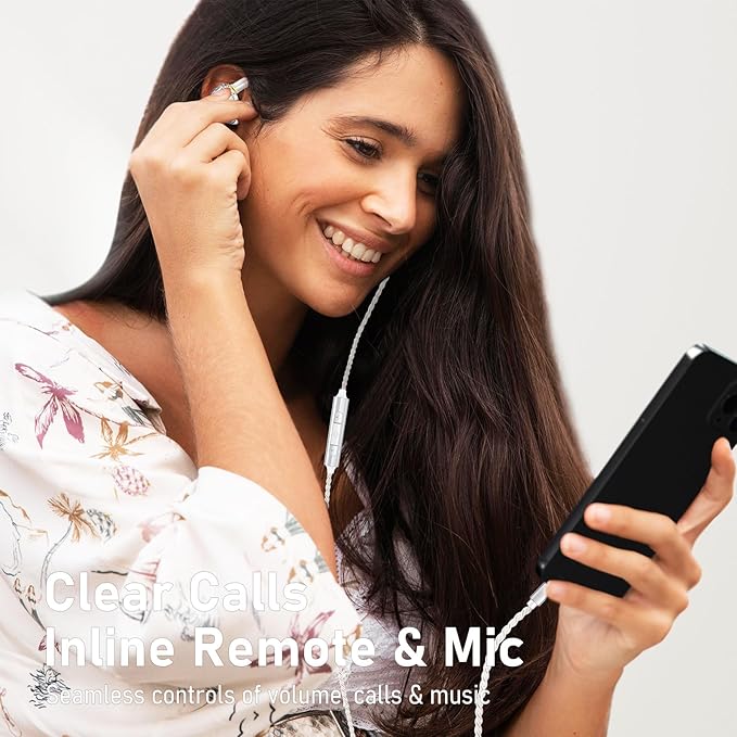 Vibes 202ML Wired Earbuds - HiFi in Ear Headphones - Noise-Isolating Ear Buds w/ Mic - Clear Sound, Deep Bass, Comfort-Fit Earphones - MMCX–Lightning for iPhone 5–14, Silver Plated Cord, Carrying Case