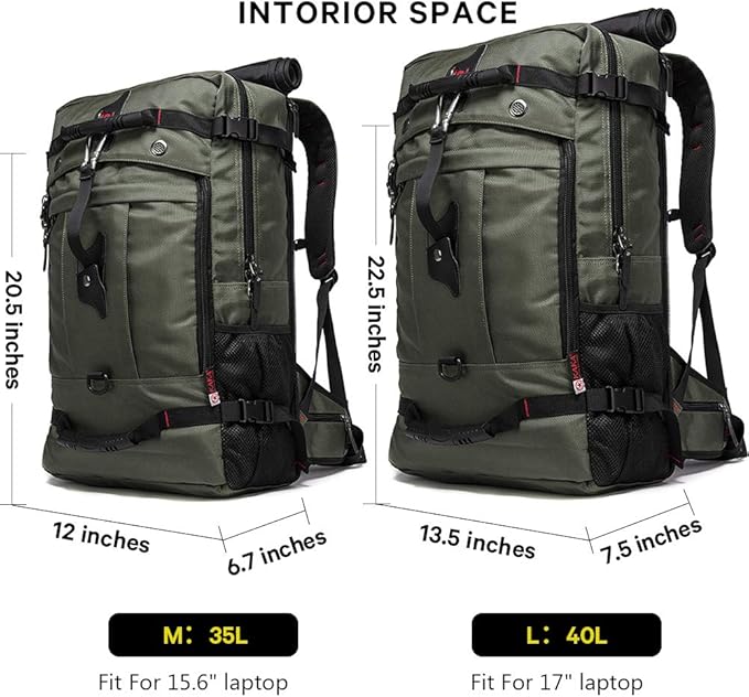 KAKA Travel Backpack, Carry On Backpack Durable Convertible Duffle Bag Fit for 15.6 Inch Laptop for Men and Women(Medium 35L)