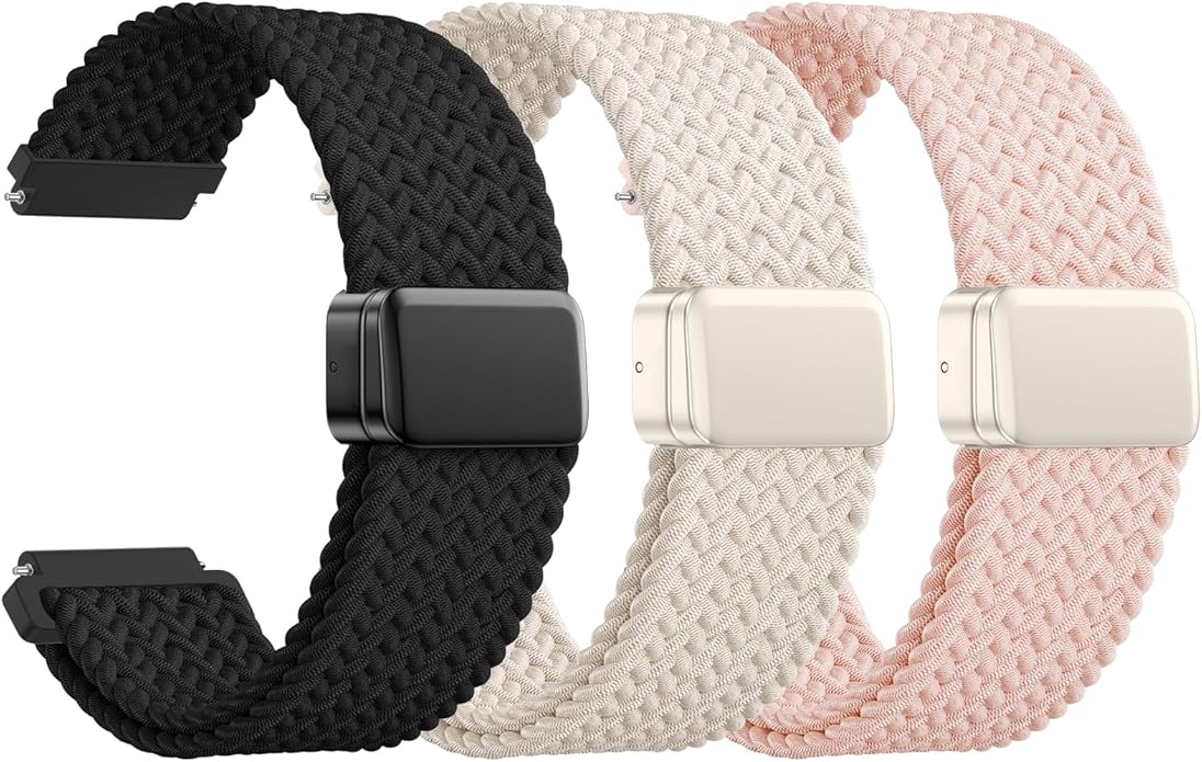 JNN Quick Release Watch Band - Magnetic 18mm 20mm 22mm Braided Nylon Watch Bands, Adjustable Elastic Nylon Watch Straps Replacement Wristband for Men Women