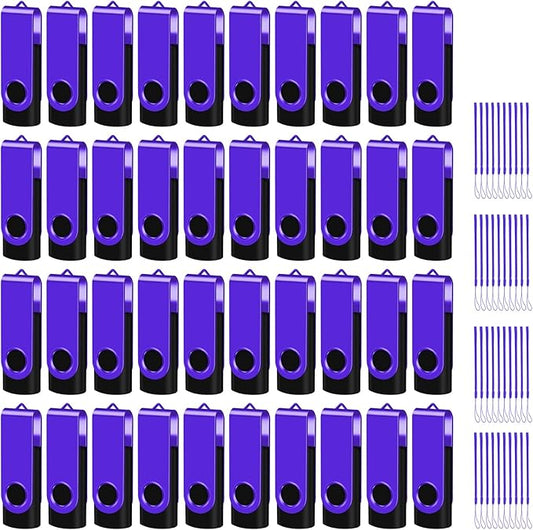 EASTBULL 8GB USB Flash Drive 100 Pack with Lanyards - USB 2.0 Jump Drive for Storage and Backup - Purple 100PCS