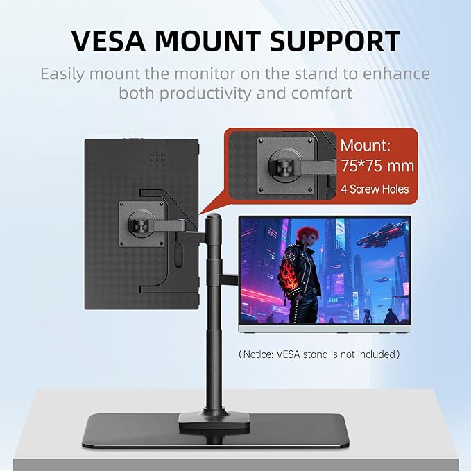 Intehill 14" Portable Monitor, WUXGA 1920x1200 Portable Screen with Full-Covered Tempered Glass, 16:10 USB-C HDMI External Display with Speakers & Stand, Travel Monitor Second Screen for Laptop, F14ZA