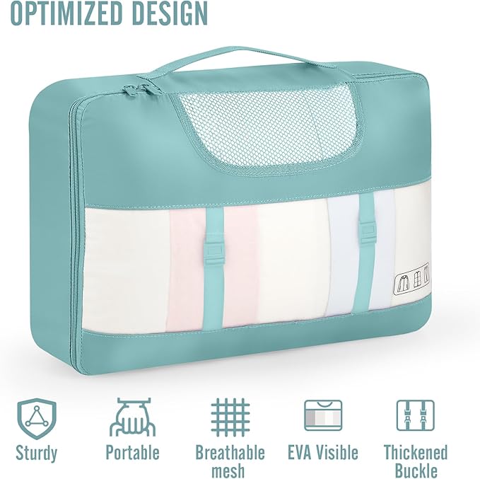 Veken 10 Set Packing Cubes for Travel Essential, Suitcase Organizer Bags in 4 Sizes, Carry-On Luggage Accessories with Large Laundry & Hanging Toiletry Bag, Must-Have for Airplane, Road Trip & Camping