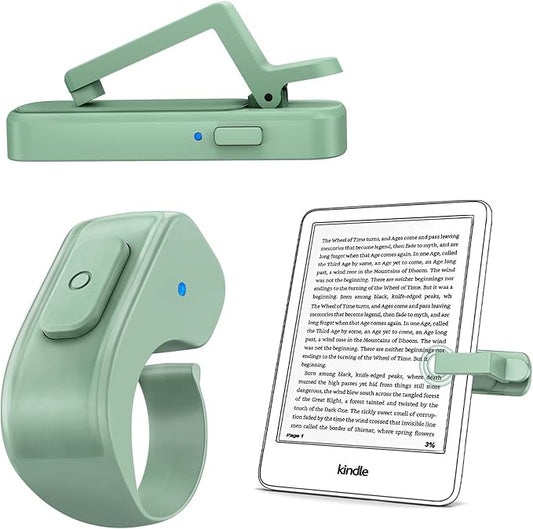 [Case-Friendly] Remote Control Page Turner Ring for Kindle Paperwhite Oasis Scribe Kobo eReaders, Camera Camcorder Remote Controls, Page Turner Clicker for iPhone ipad Tablets with Storage Bag Green