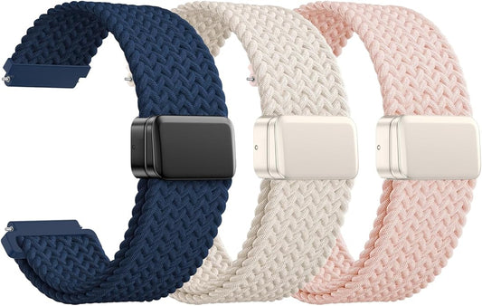 JNN Quick Release Watch Band - Magnetic 18mm 20mm 22mm Braided Nylon Watch Bands, Adjustable Elastic Nylon Watch Straps Replacement Wristband for Men Women
