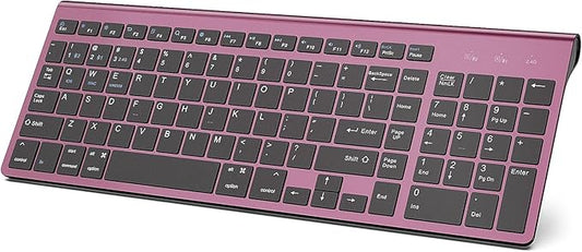 JOYACCESS Bluetooth Keyboard,Multi-Device (2.4G+BT3.0+BT5.0) Wireless Bluetooth Keyboard Compatible with iMac/Mac,MacBook,Laptop,Android,Windows-Wine Red