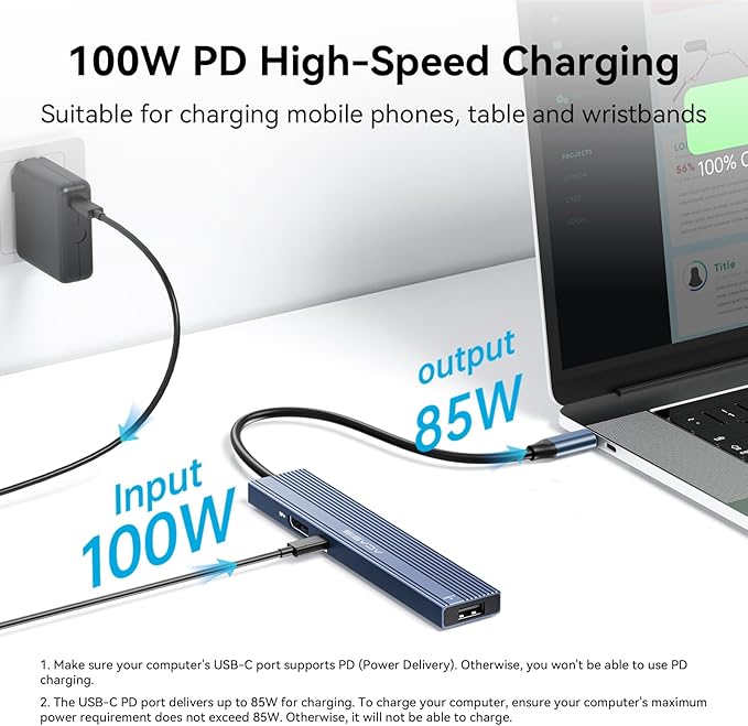 ACASIS USB C Hub with DP Port 10Gbps Multiport Adapter with 4K Display Port 3*USB3.2 Gen2+USB2.0 480M/bps Data Port 100W Power Delivery SD/TF3.0 USB C to Displayport for Video Editors and More