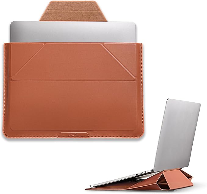 MOFT Laptop Carry Sleeve, 2-in-1 Laptop Bag & Stand for 13" MacBook Air/Pro & Dell/HP/Lenovo/Asus, Stylish Slim Computer Sleeve Bag with Expandable Storage for Computer Accessories, Sienna Brown