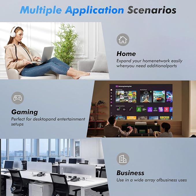 PoE to USB C Switch 60W 802.3af/at Compliant, 1 USB-C Port (30W PD Charging & Gigabit Ethernet) & 1 PoE+ Port & 1 Ethernet Port, for Smartphones/Sablets/Laptops/Camera/Access Point, DC Powered