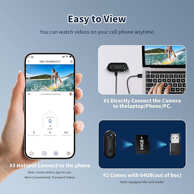 4K Mini Body Camera, Wearable Action Body Cam, Sports Action Camera，Thumb Size Hands-Free Recording Body Worn Camera, Premium Portable Camcorder Mount Anywhere for Work, Travel,Fishing, Pet Walking