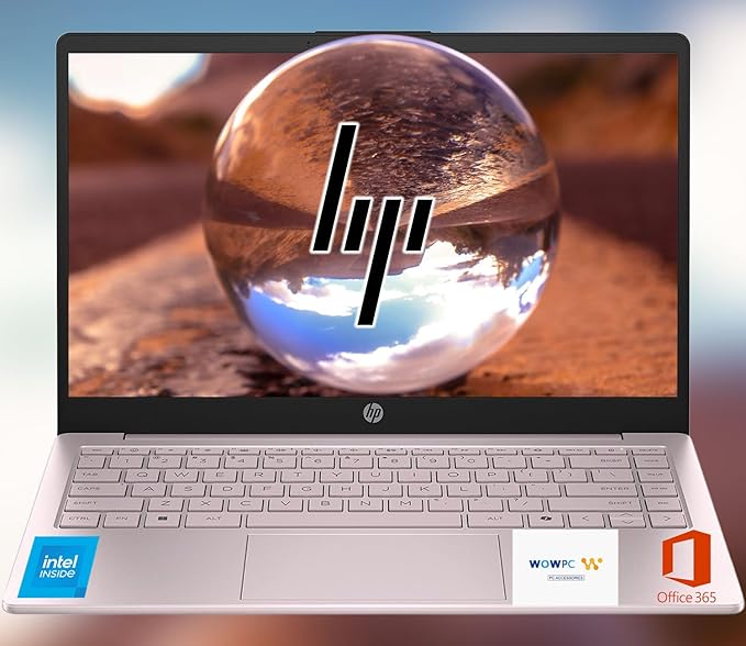 HP Ultrabook, Intel CPU, 16GB RAM, 1.6TB Storage (128GB OnBoard w/ 512GB Portable Drive + 1TB OneDrive), Up to 12 hrs Battery Life, Windows 11 Pro, Tranquil Pink, w/WOWPC 3-in-1 Bundle