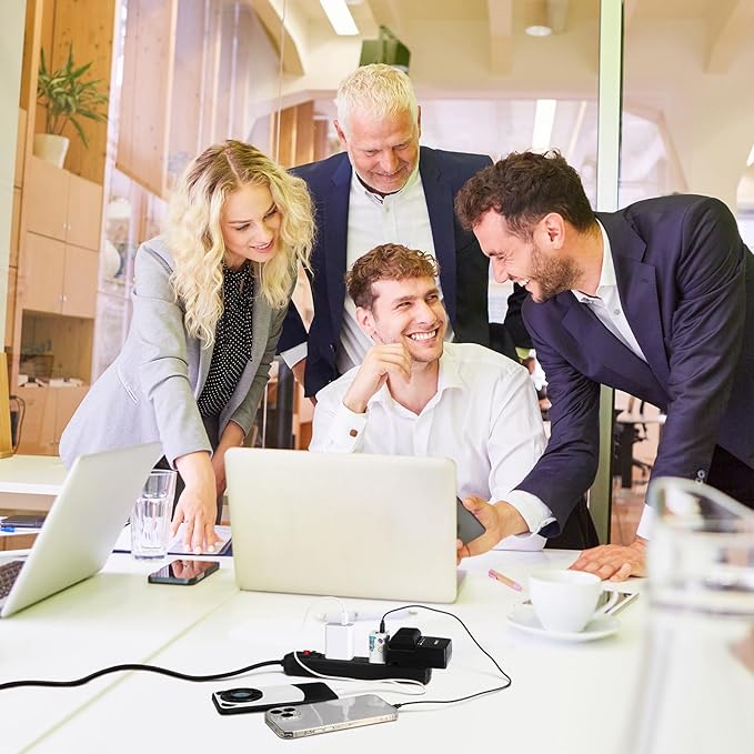 Hoteam 10 Pcs Power Strip Bulk 6 Outlet Surge Protector Power Cord Electrical Extension Cord with Switch Low Profile Plug Flat for Home Office(2 ft,Black)