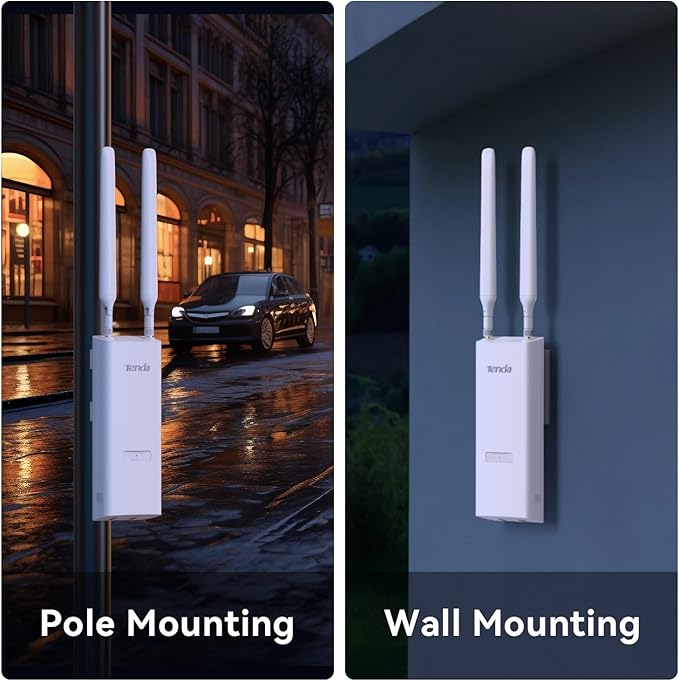 Tenda AC1200 Dual-Band Outdoor Wi-Fi Access Point (OAP1200), MU-MIMO, IP65 Waterproof, PoE Powered, Ideal for Backyard and Garage