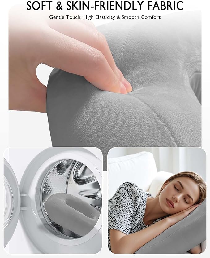 Tablet Pillow Stand, Compatible with 5"-12.9" Kindle, iPad, Phone/Tablet, Google, Samsung, 360° Rotating Phone Holder for Bed, Soft Plush Fabric, Detachable Bowl, Reading and Relaxation on Bed, Gray