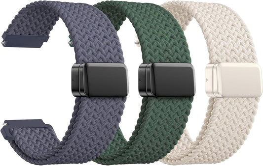 JNN Quick Release Watch Band - Magnetic 18mm 20mm 22mm Braided Nylon Watch Bands, Adjustable Elastic Nylon Watch Straps Replacement Wristband for Men Women
