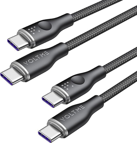 VOLTME USB C Cable (3.3ft 100W, 2-Pack), Premium Nylon USB C to USB C Cable 2.0, Type C Charging Cable Fast Charge for iPhone 17/16/15 Series,Galaxy S25/S24/S23,MacBook Pro 2020,and More