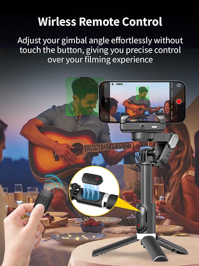 Gimbal Stabilizer for Smartphone, 4 in 1 Phone Gimbal w/360° Rotation for iPhone/Andriod Sefie Stick Tripod w/Auto Face Tracking and Wireless Remote for TIK Tok YouTube Vlogging-M1 Pro Black