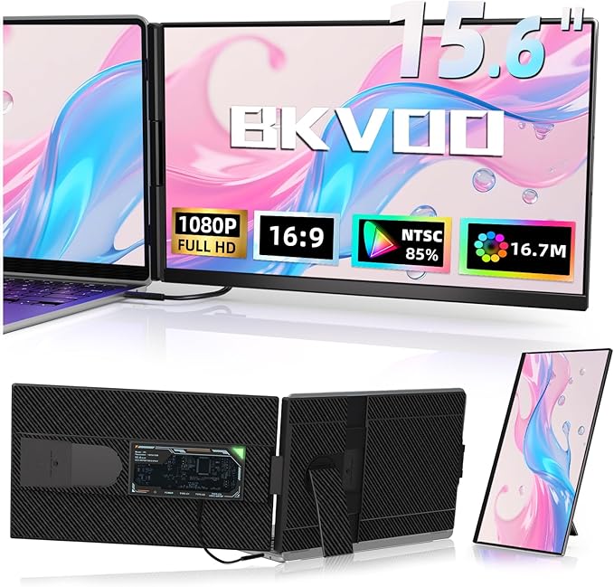 Laptop Screen Extender Dual Monitor - 15.6" Portable Monitor Detachable IPS 1080P FHD 85% NTSC Travel Screen USB-C HDMI Port Compatible with Wins Mac Chrome Dex Fits 13-17" Laptops