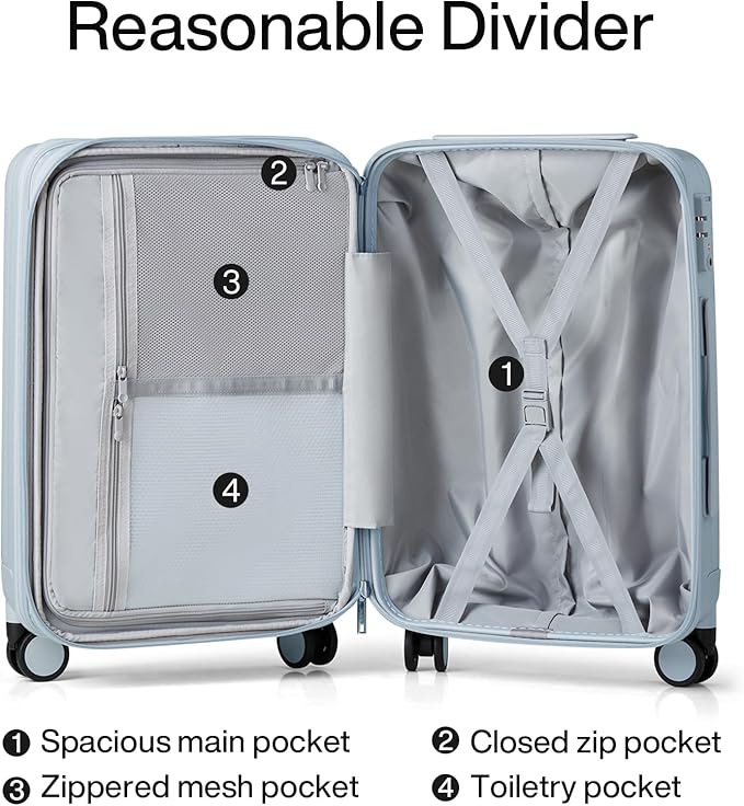 Hanke Expandable Hardshell Luggage Sets 3 piece Carry on Luggage with Wheels Suitcases Lightweight Checked Travel Luggage Rolling Large Suitcase Travel Luggage Bag Woman Men 20/24/29 Inch(Gray)