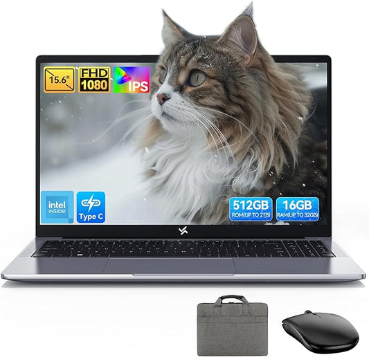 Huidun 2025 Laptop, 15.6" Laptops Computer for College Student & Business, Quad-Core N150 (Up to 3.6GHz, Beat N95/N97/N100), 16GB DDR4 512GB SSD, 4K FHD IPS, 100W Type-C Fast Charge