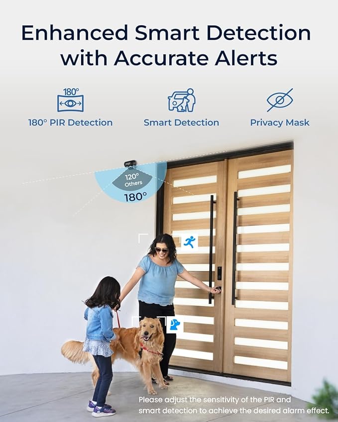 REOLINK Argus 4 Pro Black, 4K Dual-Lens 180° Solar Security Cameras Wireless Outdoor, 8MP ColorX Night Vision for Home Surveillance, 5G/2.4GHz WiFi, AI Detection, No Subscription, Home Hub Compatible