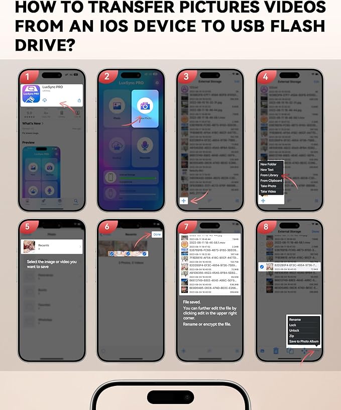MFi Certified 128GB Flash Drive for iPhone Photo Stick, USB Thumb Drive Memory Stick High Speed USB Drive Photo Storage for iPhone Flash Drive Compatible for iPhone/iPad/Android/PC