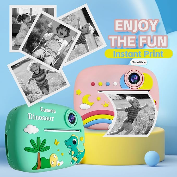 Kids Instant Digital Cameras for Boys and Girls, 1080P Video Digital Kids Camera That Print Photos with 32G Card,Portable Toddlers Camera Christmas Birthday Gifts Toys for Age 3-16 Years Old