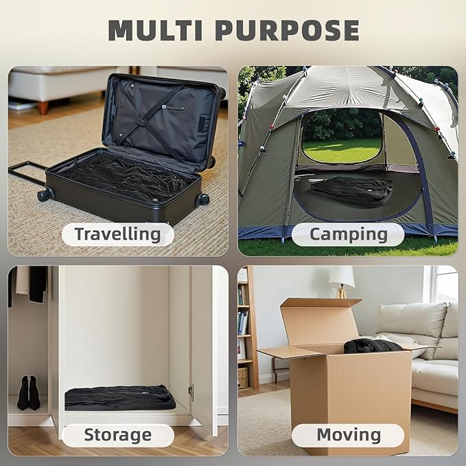 Luvan Travel Vacuum Bags for Luggage with Wireless Pump, Reusable Space Saver 33L Compression Clothing Packing Storage Organizer Cube for Carry On Suitcases and Backpack, IP67 Waterproof (1PC+1 Pump)