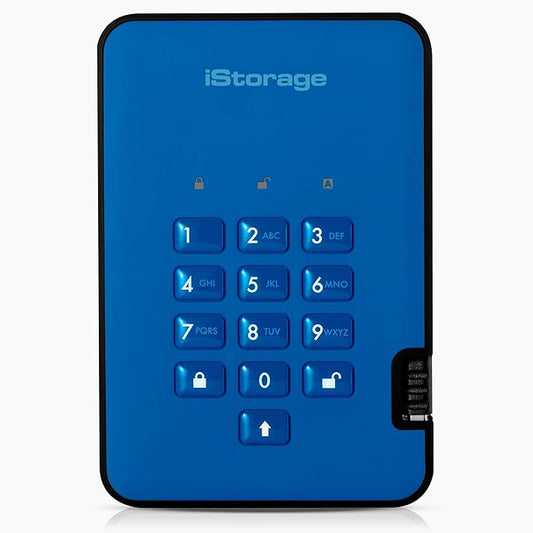 iStorage diskAshur2 SSD 4TB Blue | Secure portable solid state drive | Password protected | Dust & water resistant | Hardware Encryption