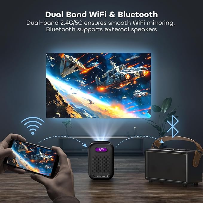 Google TV Projector with WiFi Bluetooth, 1080P Full Ultra HD 4K Supported, Smart Projection for Home Theater Movie, Outdoor Portable Mini HDMI NothingProjector NP One