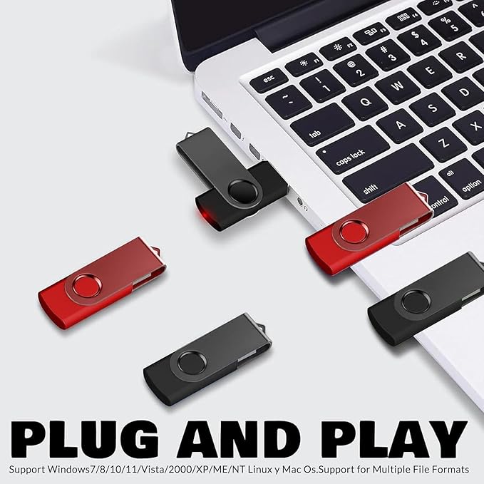 USB Flash Drive 16GB 10 Pack FEWINA USB 2.0 Flash Drives Bulk 16 GB Thumb Drive Swivel Memory Stick Jump Drive Pen Drive for Storage and Backup（Black and Red,10PCS 16GB）
