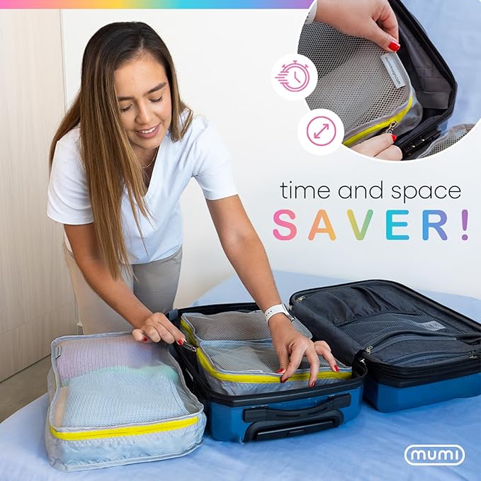 MUMI Packing Cubes – 5-Piece Compression Packing Cubes for Travel, Luggage Organizers for Suitcases, Carry-On Bags, Backpacks, and Duffel Bags – Space-Saving Travel Essentials - Black