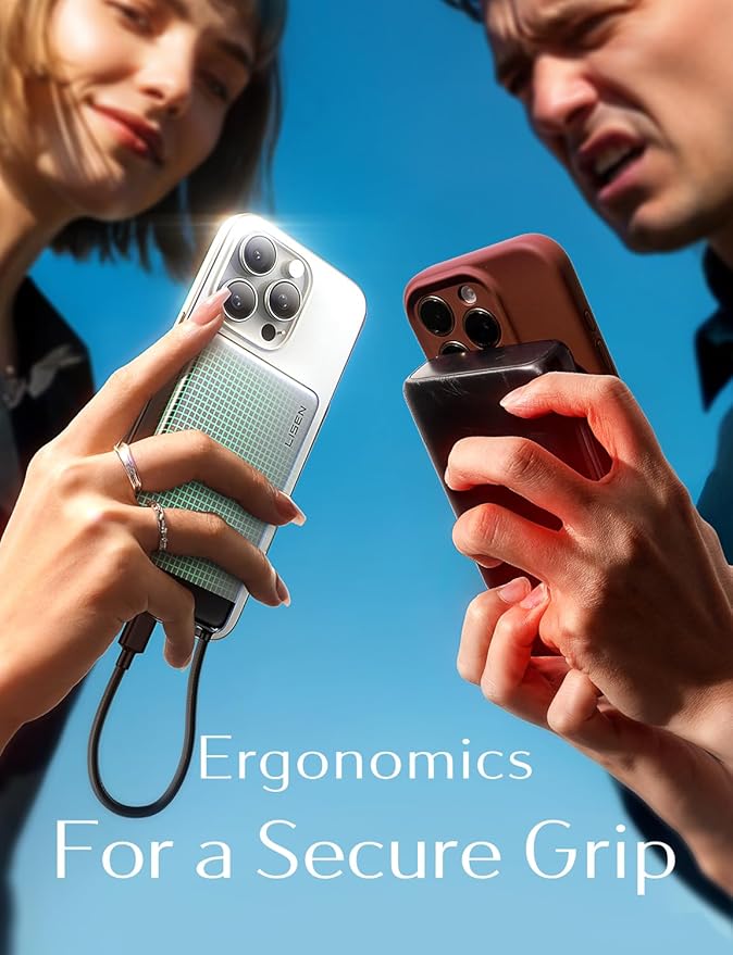 LISEN 0.5" Ultra Slim Portable Charger Power Bank [10000mAh 22.5W] CCC Certified Power Bank TSA Approved, Airplane Gadgets for Global Travel Essentials Portable Battery Pack with Built-in USB C Cable