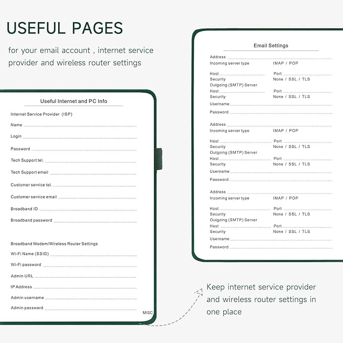 Password Book with Alphabetical Tabs – Hardcover Internet Address & Password Organizer – Password Keeper Notebook for Computer & Website – 7 x 10" Log-in Password Journal w/Thick Paper (Earth Green)
