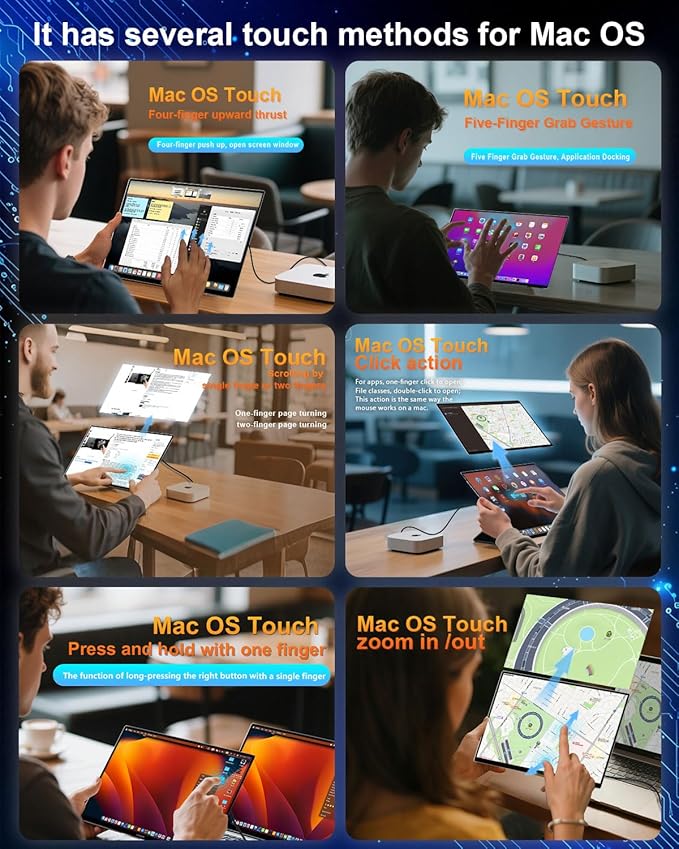 Portable Touchscreen Monitor for Mac, 13.3inch 2.5K 350nit 227 PPI Ultra-Thin Touch Screen Monitor, USB-C Plug & Play Travel Screen for Windows/Android/Switch (Including Stylus)