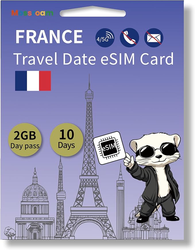 France eSIM Card – Prepaid Data Plans for Travel | 2 GB Daily Data,10 Days | No Physical SIM Card Needed | Instant Activation