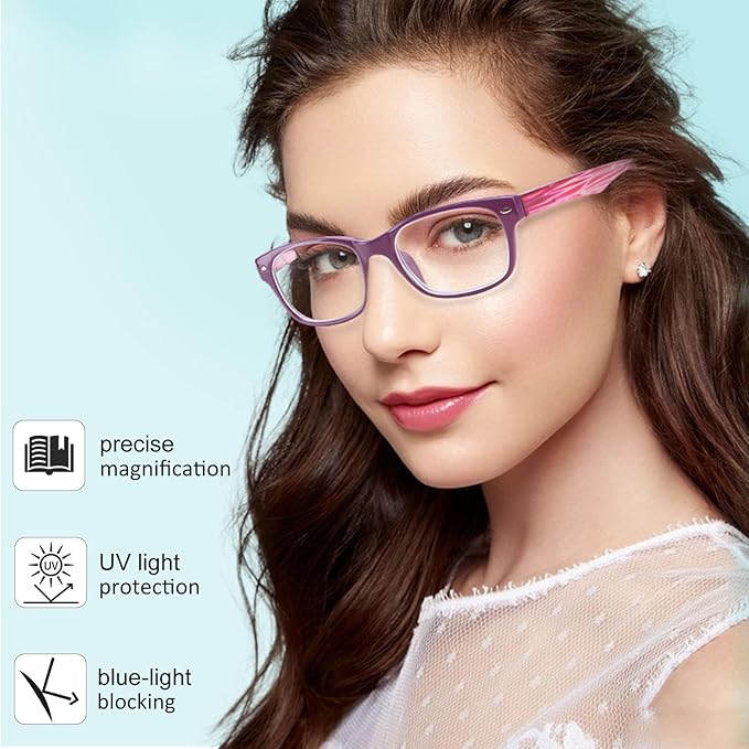 6 Pack Reading Glasses for Women Men Blue Light Blocking Spring Hinge Computer Readers, Anti Eyestrain/Glare