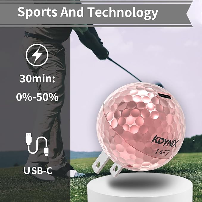 USB C Charger Block 20W，Creative Golf Ball Type C Wall Charger，GaN III Power Adapter with UL Certified，Fast Charging for iPhone 16/15 Series, Galaxy, Google Pixel,iPad,AirPods