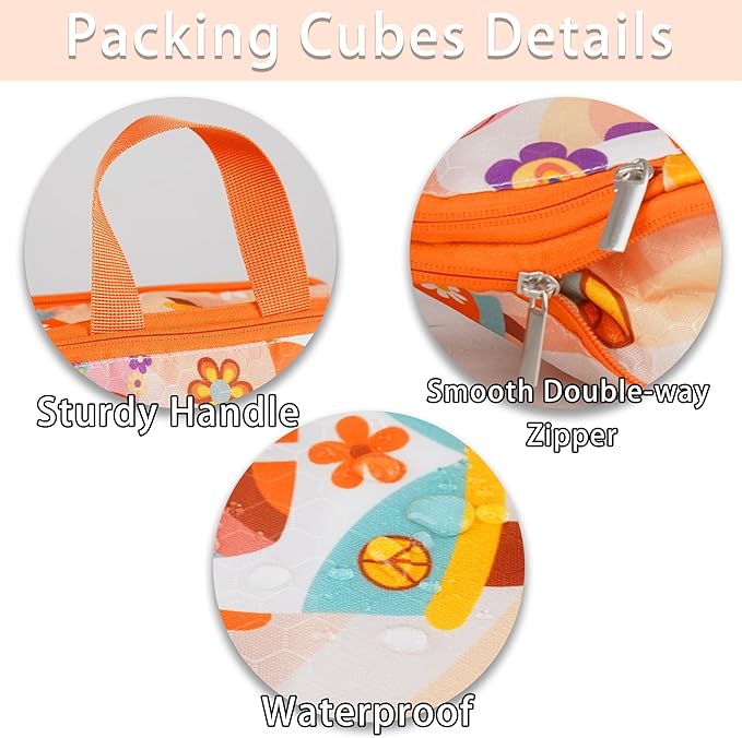 8 Pcs Compression Packing Cubes Travel for Suitcases, Waterproof Luggage Organizer Washable Storage Bags Set for Backpack Travel- Packaging Cubes for Carry-Ons and Storage