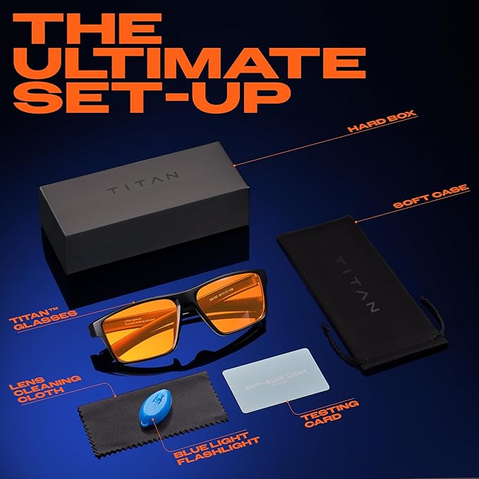Titan Gaming Glasses, Anti Blue Light Glasses Men, UV400 Protection Blue Light Blocking Glasses for Computer Eye Strain