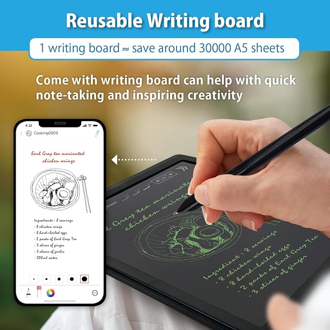 Smart Sync Pen for Note Taking with Notebook and Writing Board,Real-time Sync for Digitizing,Convert to Text,Storing,Sharing Paper Notes via APP on Smartphone/IPAD (Android and iOS)