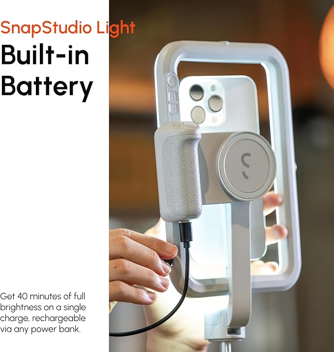 ShiftCam SnapStudio Light - Magnetic LED Ring Light with Adjustable Brightness, AdjustableTemperature, USB-C Charging, MagSafe Compatibility - Ideal for Vlogging and Mobile Photography (Midnight)