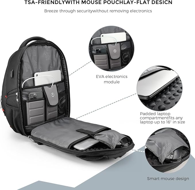 Swissdigital Design Men's Laptop Backpack for Man，Large Capacity Business Travel Backpack Black/Brown