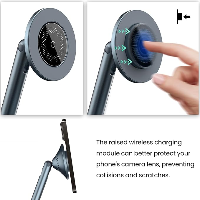 Nillkin Magnetic iPad Stand for Desk, MagSafe Wireless iPhone Charger Stand, 360° Rotating Base, Adjustable Aluminum Tablet Holder for Work, Office, Home, Kitchen Use