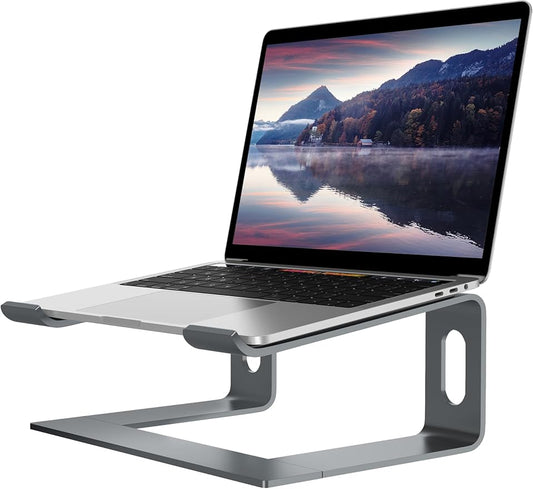 ALASHI Laptop Stand for Desk, Aluminum Computer Riser, Ergonomic Notebook Holder, Detachable Metal Laptops Elevator, PC Cooling Mount Support 10 to 15.6 Inches Notebook, Grey