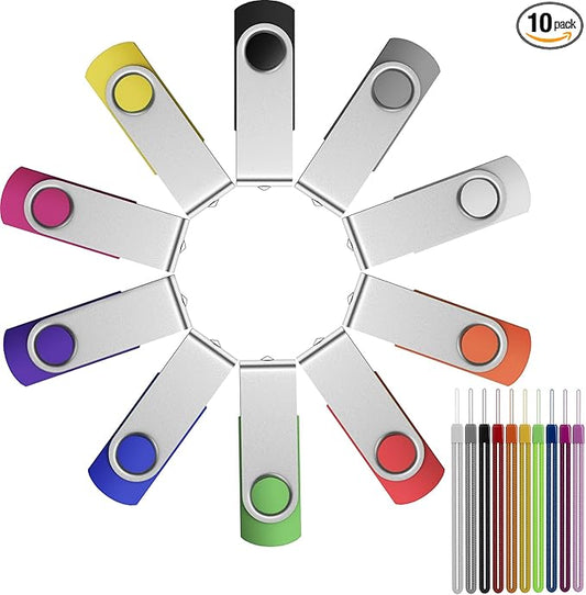 FEBNISCTE Flash-Drive 8 GB 10 Pack 2.0 USB Thumb Drive USB Drive Pack USB- Flash-Drives Memory Stick Jump Drive Zip-Drive for File Backup and Transfer