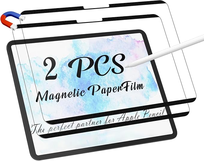 2 Pack Magnetic Paperfilm for iPad Pro 11 Inch 5th (2024, M4), Feel Like Writing Drawing On Paper, Matte Removable Anti Glare Fingerprint Screen Protector Blue Light Filter