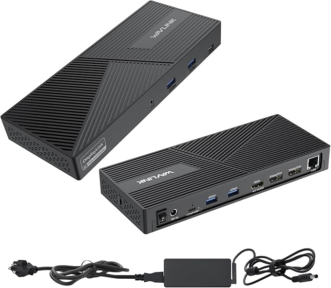 USB C Docking Station 3 Monitors with 130W Power Delivery, 12-in-1 DisplayLink Dock with Triple Monitors (2*DP, HDMI, 4*Type-A, Type-C, RJ45, Mic/Audio) for Mac Windows